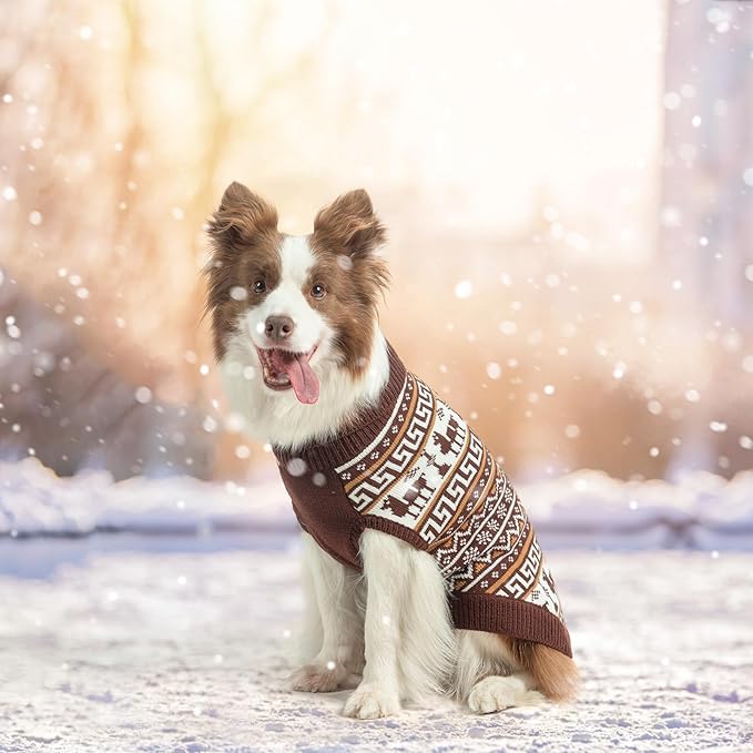 SCENEREAL Turtleneck Dog Sweater for Small Medium Large Dogs Girls Boys, Knit Pet Pullover Puppy Clothes Cold Weather Coats, Holiday Outfits Sweatshirt for Christmas, Khaki M