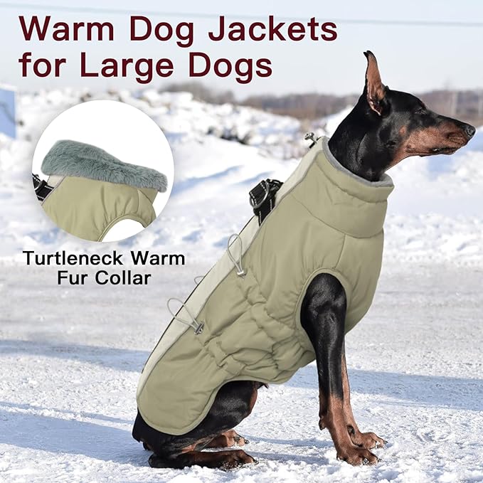 Medium Dog Coat Dog Winter Jacket,Warm Zip Up Snowsuit Dog Harness Vest Reflective Water-Resistant Dog Coat Dog Snow Jacket for Medium Dogs Jack Russell, Mini Schnauzer, Apricot
