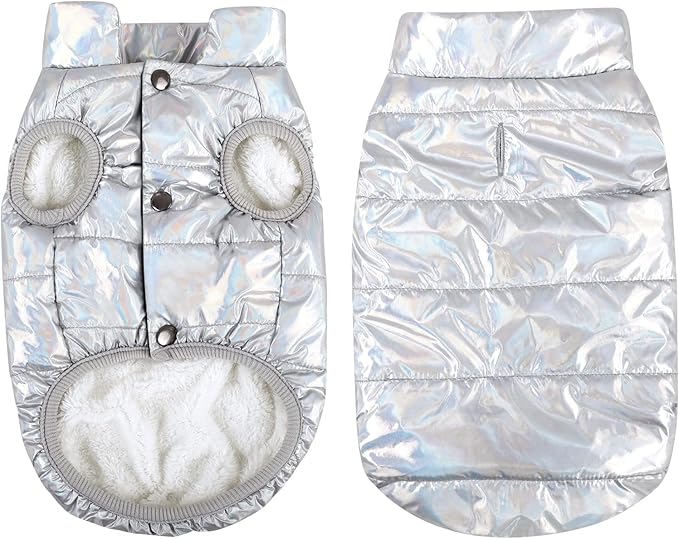 ASENKU Dog Winter Coat - Waterproof Windproof Dog Jacket, Warm Snowproof Doggie Puffer Vest for Cold Weather, Lightweight Snow Coats for Small Medium Large Dogs (Silver, XL)