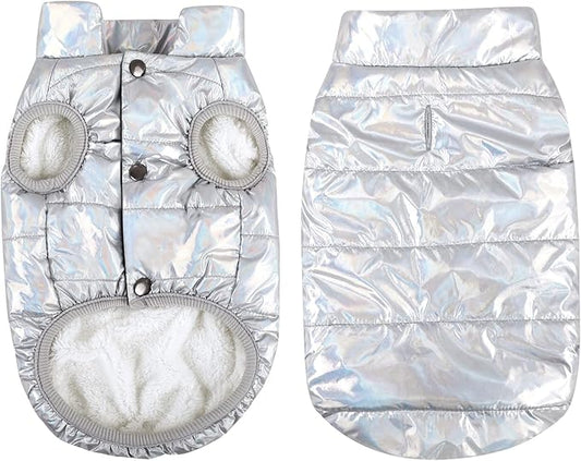 ASENKU Dog Winter Coat - Waterproof Windproof Dog Jacket, Warm Snowproof Doggie Puffer Vest for Cold Weather, Lightweight Snow Coats for Small Medium Large Dogs (Silver, XL)