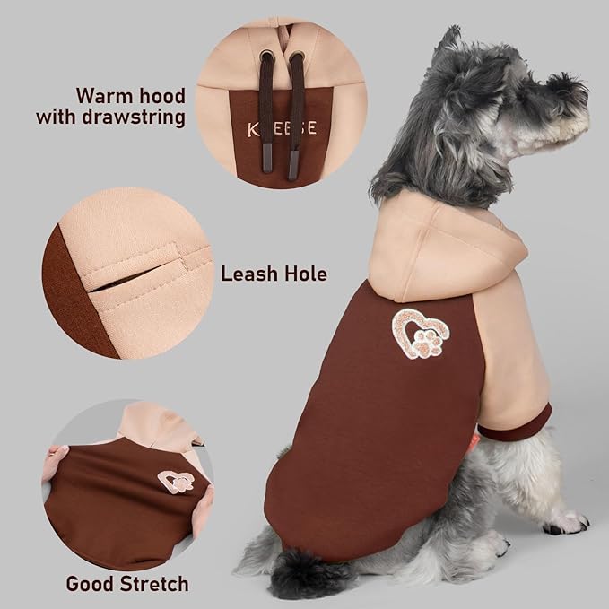 KYEESE Dog Hoodie Stretchy Warm Pet Clothes Cat Coat with Leash Hole Pet Sweatshirt with Drawstring Comfort Cat Sweater Soft Dog Clothes for Small Dogs Dogs Winter Coat for Cold Weather