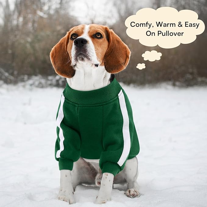 Queenmore XL Christmas Dog Sweater, Cozy Fleece Dog Sweatshirt, Warm Winter Fleece Jacket for Small, Medium & Large Dogs with Leash Hole/Reflective Stripes Green