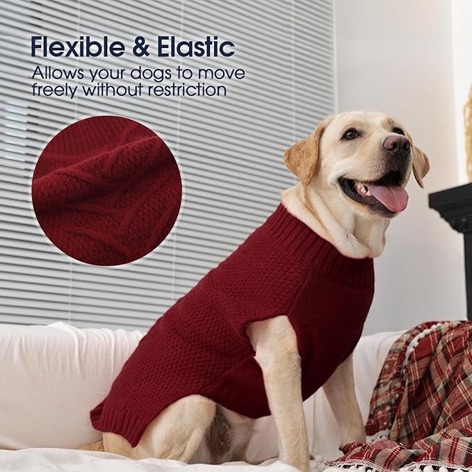 IECOii Great Dane Sweater, 5XL Dog Sweater for Extra Large Dogs, XXXXXL Dog Sweaters Christmas, Warm Winter Sweaters for Giant Breed Male Female Dogs, Pullover Knitwear Sleeveless, DarkRed - 5XL