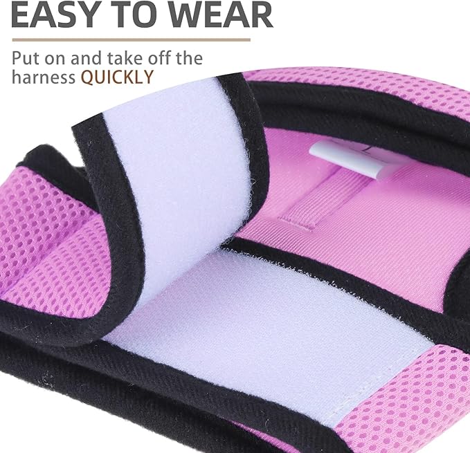 PUPTECK Soft Mesh Cat Vest Harness and Leash Set Puppy Padded Pet Harnesses Escape Proof for Cats Small Dogs, Pink Large