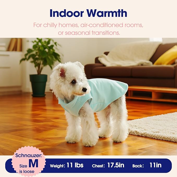 FUAMEY Dog Fleece Vest for Medium Dogs,Warm Stretchy Dog Sweatshirts Pullover with Leash Hole Dogs Sweater Soft Pet Turtleneck Cozy Pet Vest Lightweight Sleeveless Blue M
