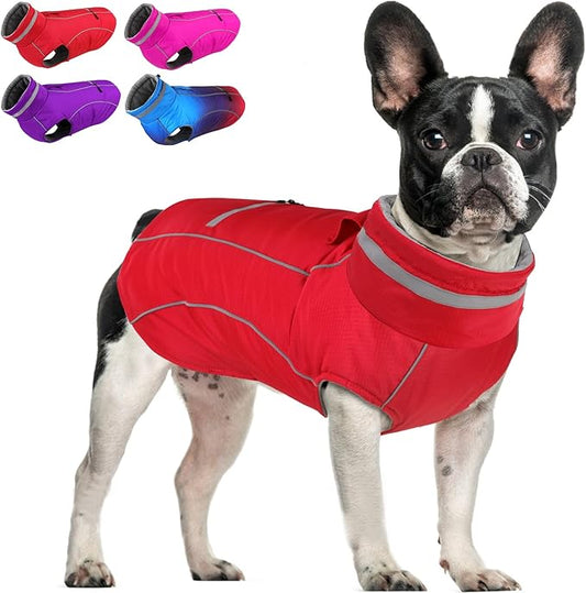 Doglay Dog Winter Coat, Waterproof Dog Jacket with Pocket, Reflective Turtleneck Pet Winter Jackets, Warm Puppy Snow Jacket for Small Medium Large Dogs