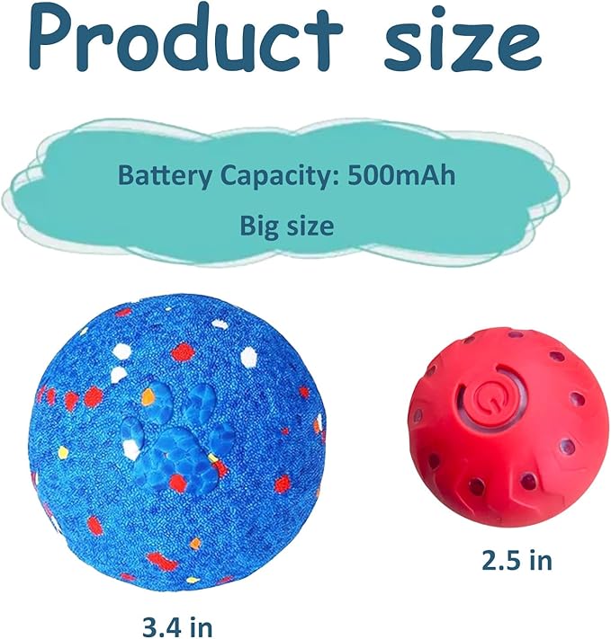 2025 Upgraded Interactive Dog Toys for Aggressive Chewers,E-TPU Interactive Dog Balls Moving Dog Toys to Keep Them Busy,Dogs Chew Toys for Dogs,Automatic Rolling Activated Dog Toy Ball Pet Supplies