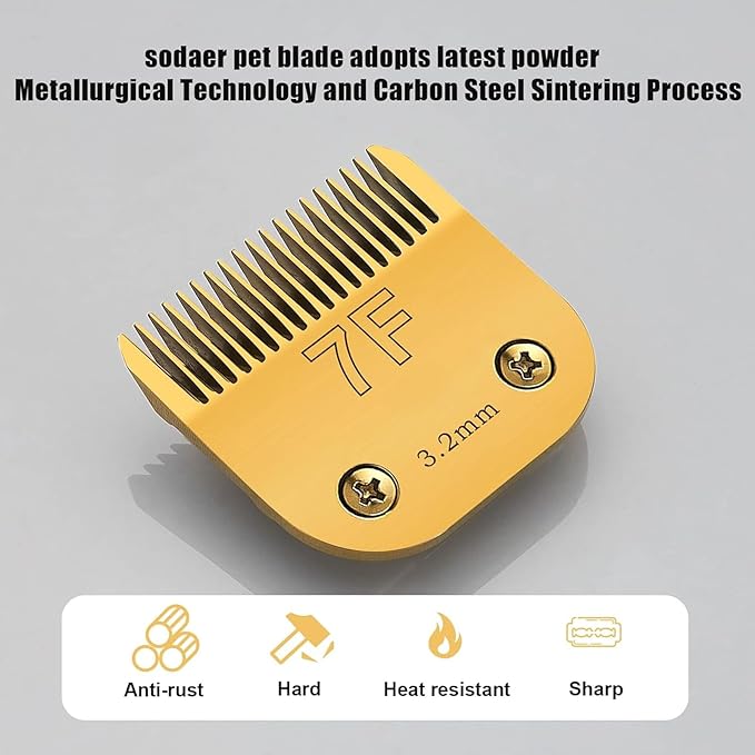 2 Pack 7 Blade Dog Grooming Clipper Replacement Blades,Compatible with Andis Size-Cut Length 1/8"(3.2mm),Compatible with Oster A5, Wahl KM Series Clippers,Detachable Stainless Steel Blade
