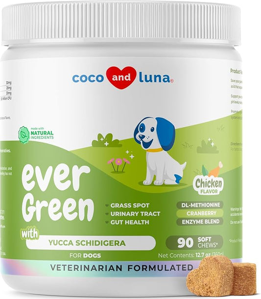 Grass Burn Spot Soft Chews - Pee Grass Spot Saver Caused by Dog Urine - Dog Urine Neutralizer for Lawn, with Canine Enzyme Blend, Probiotics, and Cranberry.