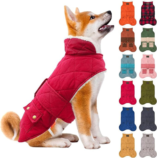 KYEESE Dog Coat Soft Pet Sweater for Cold Weather Waterproof Dogs Jacket with Fleece Lined Windproof Dog Coats for Small Dogs Thick Cat Clothes with Pocket Warm Pet Winter Puffer Coat with Leash Hole