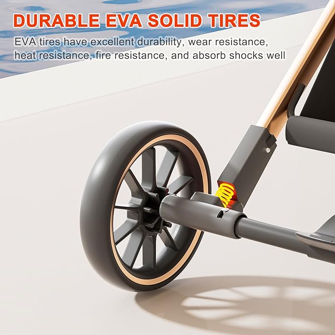Dog Stroller with 4 Wheels, Folding Pet Stroller for Small, Medium Dogs and Cats up to 50lbs, Detachable Carrier, Storage Basket, Car Seat 3 in 1 Multifunctional (Brown‌)