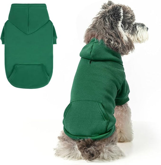 SCENEREAL Dog Hoodie Sweaters for Small Medium Large Size Dogs, Fleece Dog Sweatshirt with Hat and Pocket,Soft Cold Winter All Weather Dog Clothes for S to XL Sized Dogs, Green S