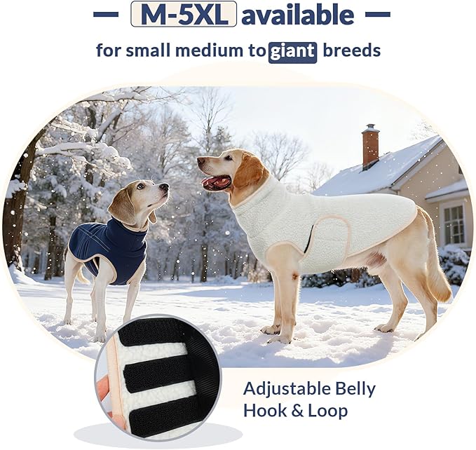 ROZKITCH Reversible Large Dog Jacket, Warm Fleece Sherpa Sweater with Leash Hole, Windproof Cold Weather Coat Winter Clothes Double-Sided Winter Vest for Large Giant Breeds DarkBlue 4XL