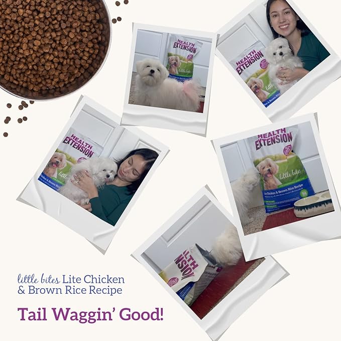 Health Extension Little Bites LITE Dry Dog Food, Chicken & Brown Rice for Toy and Small Breeds, Supports Healthy Weight, Digestion, Coat & Joint Health with Probiotics & Superfoods, 4 lb Bag