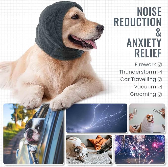 IDOMIK Dog Calming Hoodie No Shake Ear Wraps for Dogs, Quiet Head Covers for Noise Reduction & Anxiety Relief, Dog Ear Covers Muffs Head Wraps for Bath Hematoma Grooming Firework Force Drying
