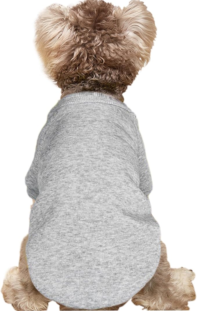 Puppy Sweater for Small Dogs Clothes Warm Winter Cat Clothe Pet Sweatshirt Knitwear Doggie Kitten Clothing, Grey, Large