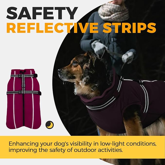 Lelepet Dog Coat for Large Dogs Waterproof Dog Jacket with Harness Built in Reflective Fleece Jacket with Zip Windproof Cold Weather Coats for Dogs Cozy Thermal Pet Snowsuit, Weimaraner, Pink, XXL