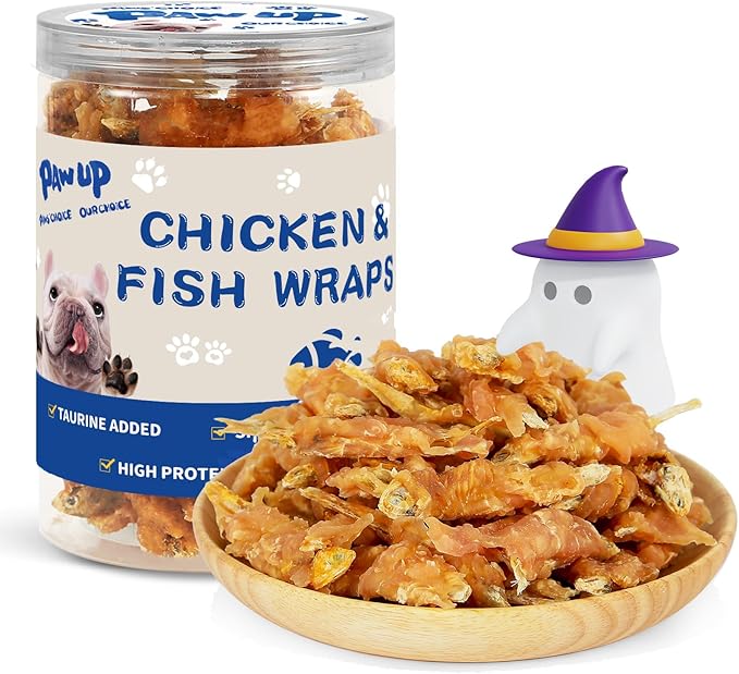 PAWUP Dog Treats Chicken & Fish, High in Protein and Omega-3, for Large Small Dogs, 10.5 oz