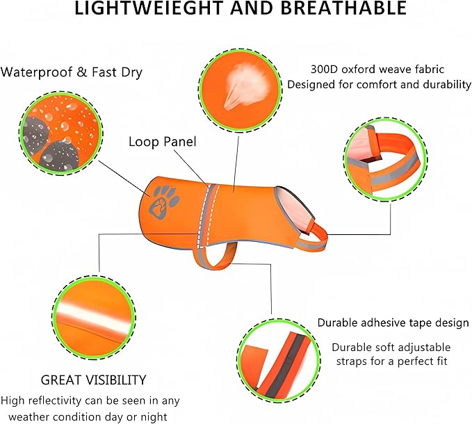 Dog Vest Blaze Orange Hunting Vest Safety Reflective Dog Jacket Fits Small Medium Large Dogs Hook and Loop Fastener High Visibility and Safety from Hunters, Cars and Other (Blaze Orange, XL)