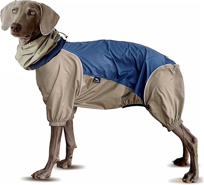Dog Lightweight Windbreaker, Pet Outdoor Sports Jacket, 0.5 lbs,3 in One, Hooded, Easy on/Off with Collar and Harness, Reflective Piping, Packable, Dog Hiking/Camping, Navy Blue (XX-Large)