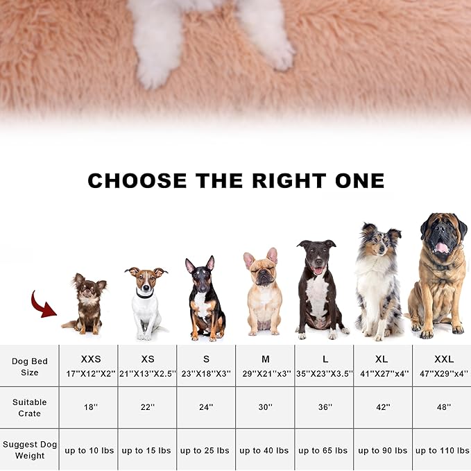 Bedfolks Plush Waterproof Dog Crate Bed, Removable Washable Cover, Faux Fur Pad for Medium Dogs, 29"x21", Camel