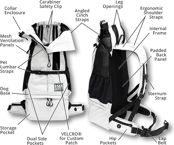 K9 Sport Sack Knavigate - Medium, Lunar Rock - Ideal for Dogs with 17-19” Back Length - Adjustable, Backpack-Style Carrier with Internal Frame & Padded Hip Belt