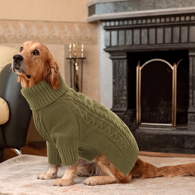 ASENKU Knitted Dog Sweater, Pullover Big Thermal Dog Winter Sweater, Turtleneck Doggy Sweaters for Large Medium Dogs Boy Girl, Warm Pet Sweaters Outfit Border Collie,Pit Bull,Golden Retriever, 5XL