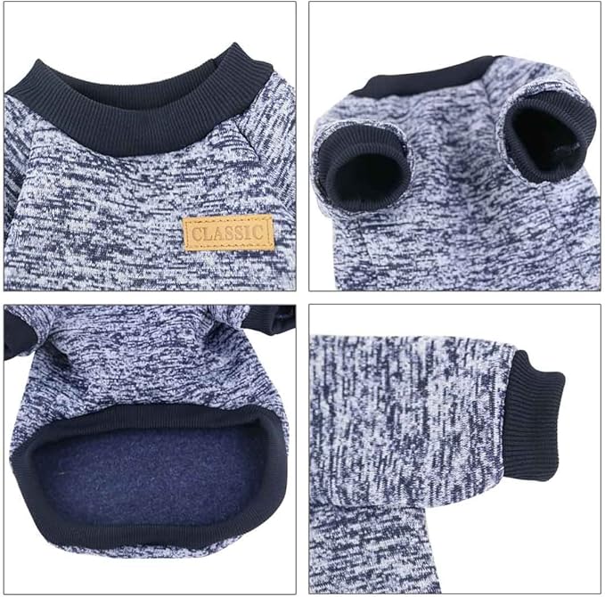 Idepet Pet Dog Classic Knitwear Sweater,Fleece Coat for Small,Medium Dog,Warm Pet Dog Cat Clothes,Soft Puppy Customes 2 Color (XL, Navy)