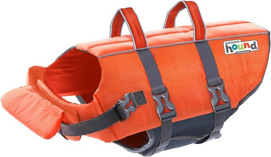 Outward Hound Granby Splash Dog Life Jacket, High-Buoyancy Dog Life Vest for Swimming, Boating, and Water Safety, Medium, Orange