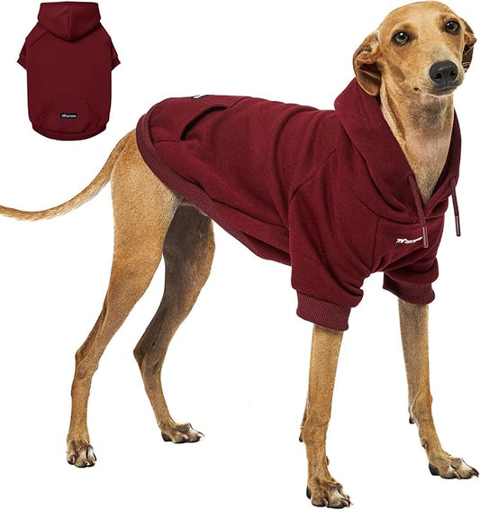 Tuff Pupper Dog Hoodie | Premium Quality 100% Organic Cotton | Ultra Soft Interior for Superior Comfort | Elastic Cuffs & Drawstring for Warmth | Stretch Fit Suitable for All Breeds (Red, XXS)
