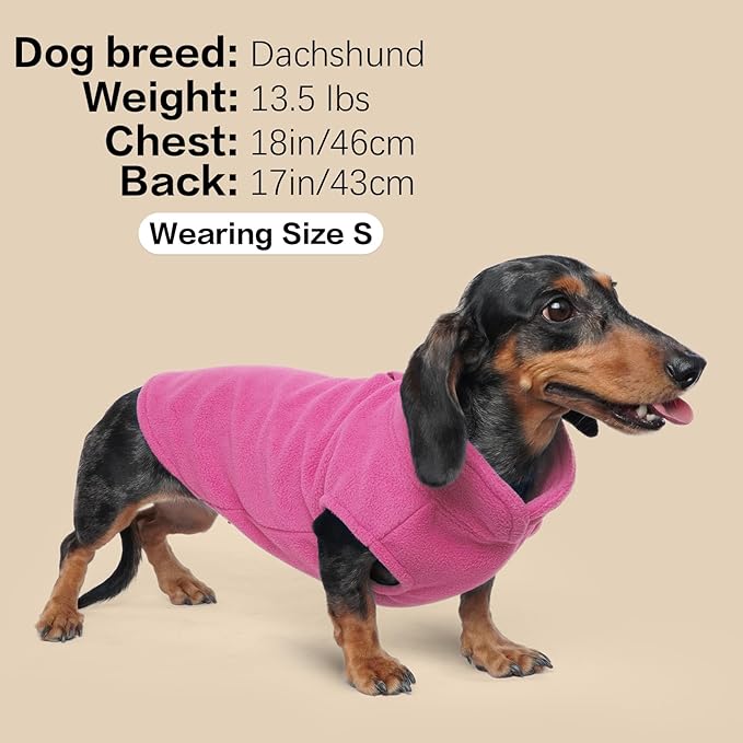 FUAMEY Dog Fleece Vest for Large Dogs,Warm Stretchy Dog Sweatshirts Pullover with Leash Hole Dogs Sweater Soft Pet Turtleneck Cozy Pet Vest Lightweight Sleeveless Pink L