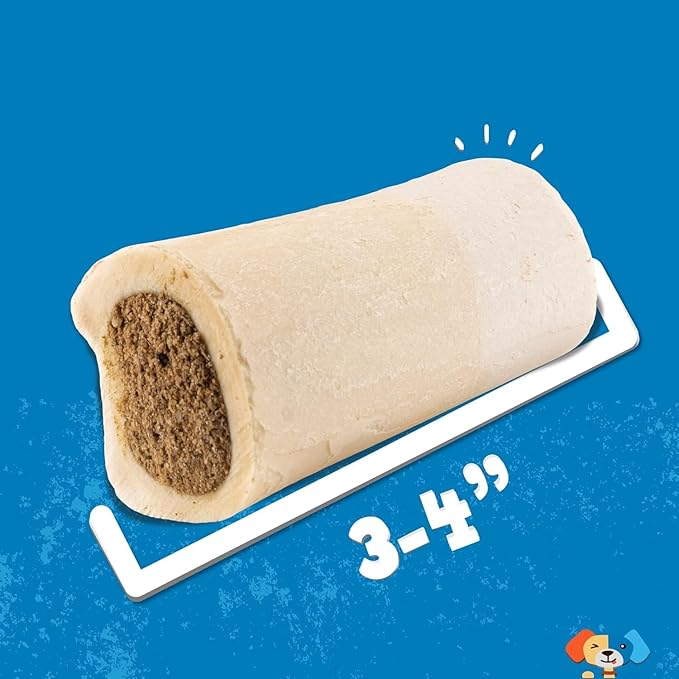 Jack&Pup 3-4" Filled Dog Bones for Small and Large Dogs, Flavored Dog Bone Long Lasting, Stuffed Shin Bones for Dogs, High Protein, Peanut Butter Flavor - 1 Pack