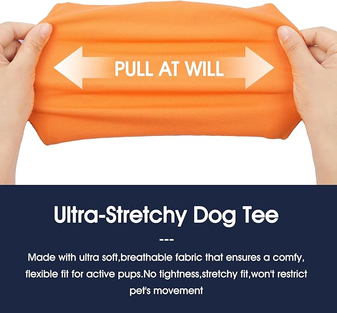IECOii 2 Pack Dog T-Shirts for Small Medium Dogs,Lightweight & Comfortable – Easy to Wear,Machine Washable & Non - Fading – Perfect for Summer Indoor and Outdoor Use,Orange+Stripes,Large