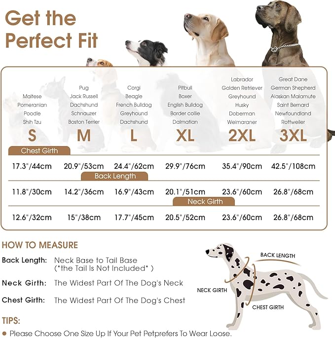 Queenmore Dog Coats for Large Dogs, Dog Jacket, Warm Fleece Winter DogCoat with Harness Built in, Back Zipper Pet Jacket for Large Breeds, Thick Fleece Lining Pet Snowsuit, Brown 2XL