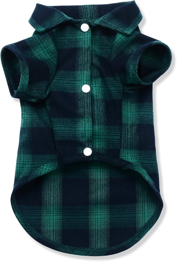 Koneseve Dog Shirt, Pet Plaid Clothes Shirt T-Shirt Sweater Matching Breathable for Small Medium Large Dog Cat Puppy Adorable Casual Cozy Halloween Thanksgiving Christmas Costumes (Green; 5XL)