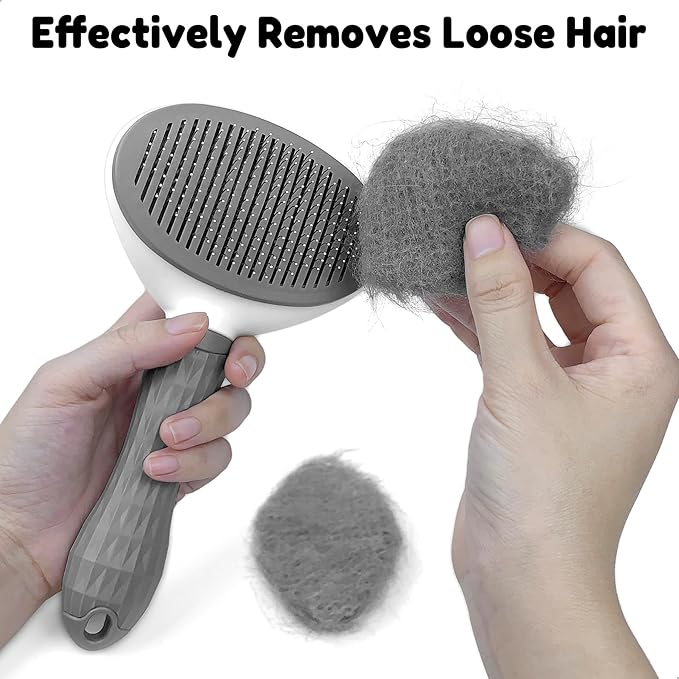Self Cleaning Slicker Brush, Dog Cat Bunny Grooming Deshedding Brush, Bunny Massaging Comb Suitable for Long or Short Hair, Skin Friendly, Easy to Remove Loose Undercoat，Pet Supplies Accessories
