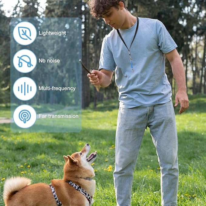 2 Pack Dog Whistle to Stop Barking Neighbors Dog, Professional Adjustable Ultrasonic Silent Dog Whistle for Dog Training Whistle for Recall or Scare Dogs Away with Lanyard (Blue & Red)