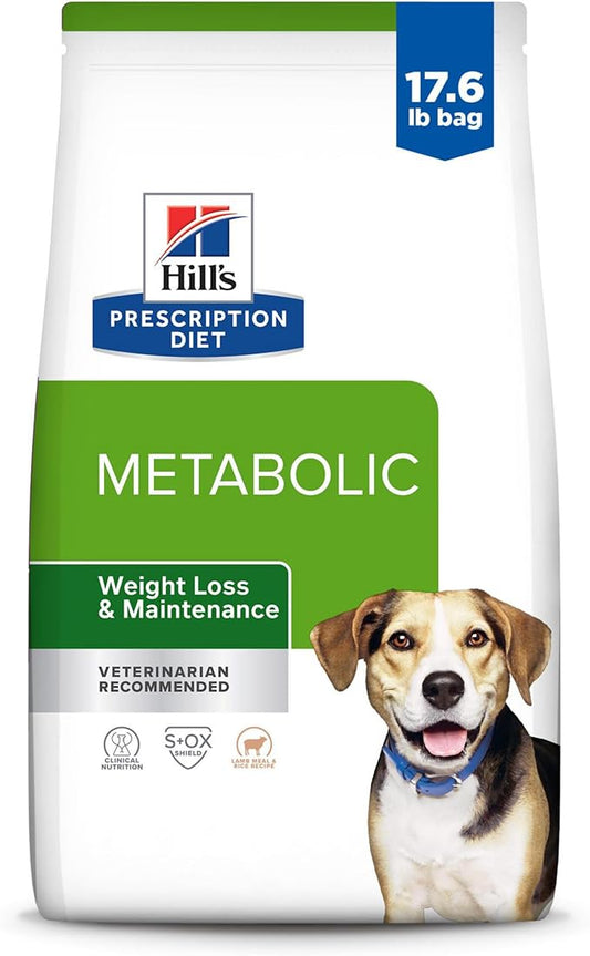 Hill's Prescription Diet Metabolic Weight Management Lamb Meal & Rice Formula Dry Dog Food, Veterinary Diet, 17.6 lb. Bag
