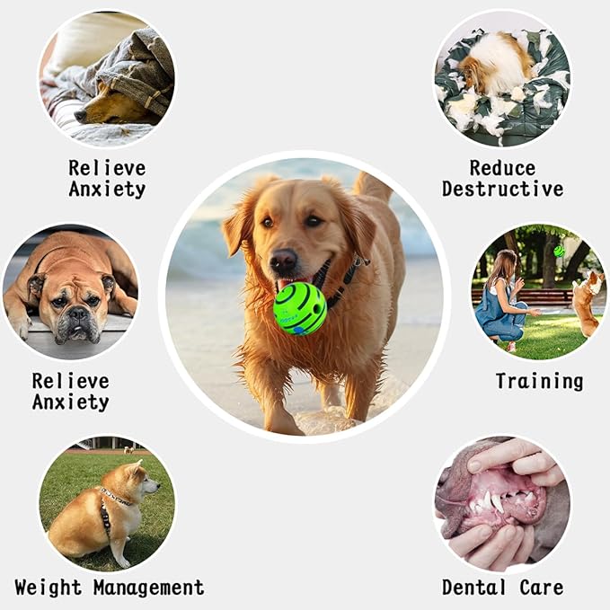 HYQ Interactive Ball for Small Medium Large Dogs - Squeaky Toy to Keep Them Busy - 3.94 Inch Puppy Ball