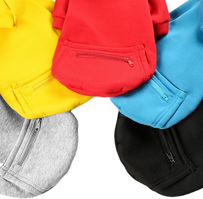 Jecikelon Winter Dog Hoodie Sweatshirts with Pockets Warm Clothes for Small Dogs Chihuahua Coat Puppy Custume Clothing (XX-Small, Y02-Red)