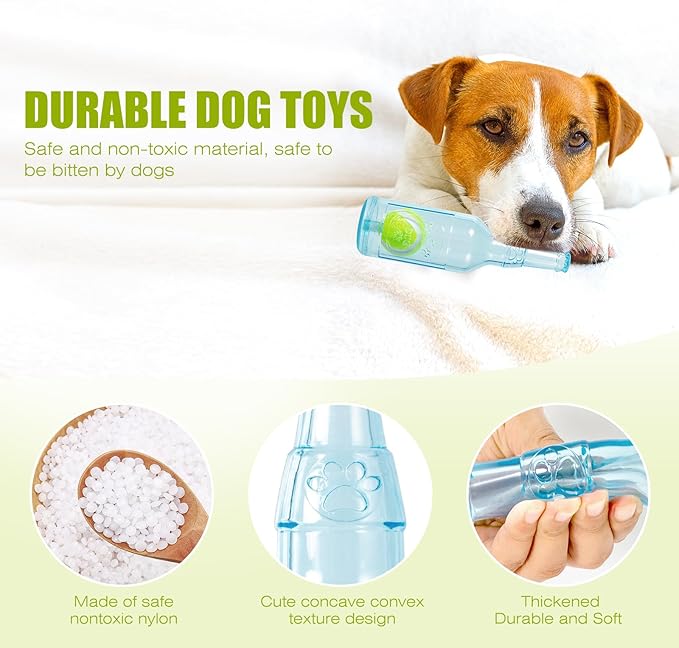 Dog Toy, Dog Squeak Toy, Floating Dog Toy, Interactive Fetch Toy for Play and Training, Bottle Shape with Tennis Ball Inside (Single Small)