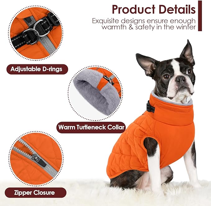 AOFITEE Winter Jacket for Extra Large Dogs, Warm Turtleneck Dog Coat with Back Zipper, Waterproof Dog Puffer Coat for Large Dogs,Winter Jacket Warm Snowsuit for Border Collie, Golden Retriever