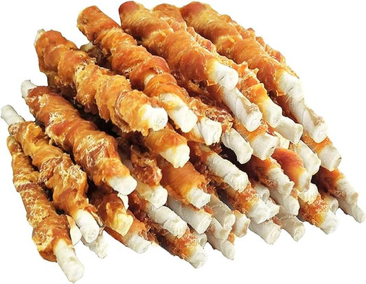 MON2SUN Dog Treats, Rawhide Twist Chicken Hide Sticks, Suitable for Puppy and Small Dogs, 5 Inch (Chicken, 14.11 oz)