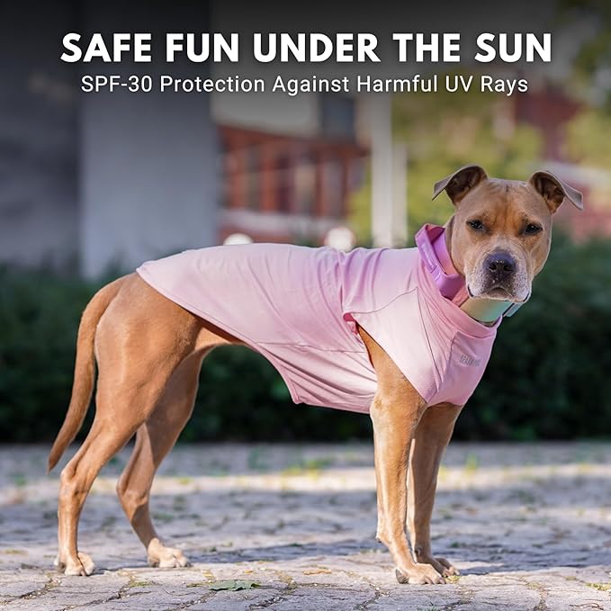 Spark Paws Sunblock Dog T-Shirt, SPF30 Protection, Lightweight Breathable Quick Dry for Dogs with Sensitive Skin - Purple & Pink (Set of 2) - 3XL