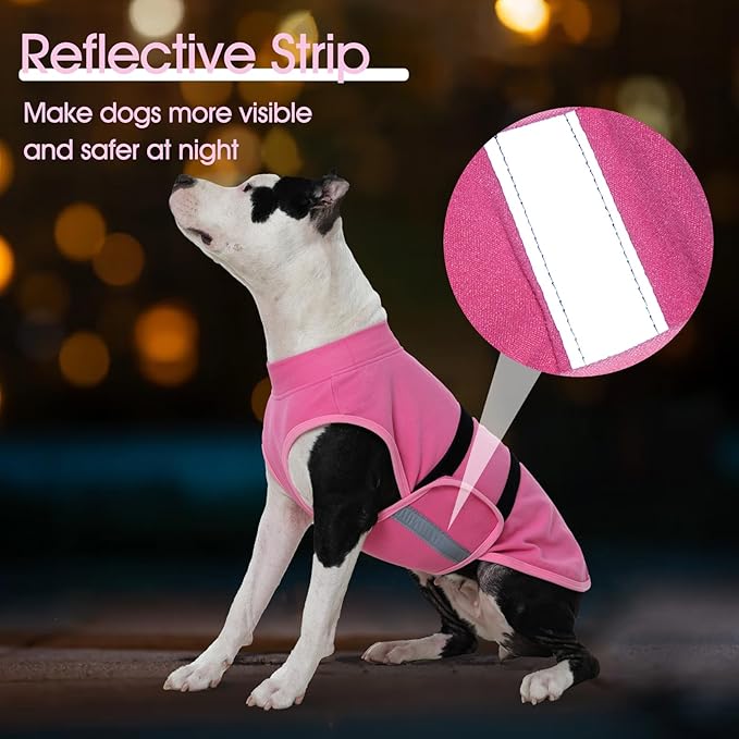 IDOMIK Warm Fleece Dog Sweater for Large Dogs,Soft Winter Dog Fleece Jacket Coat for Fall Cold Weather,Adjustable Fleeced Vest with Reflective Strips,Pullover Pet Sweatshirt for Girl Boy Dogs,Rose,L