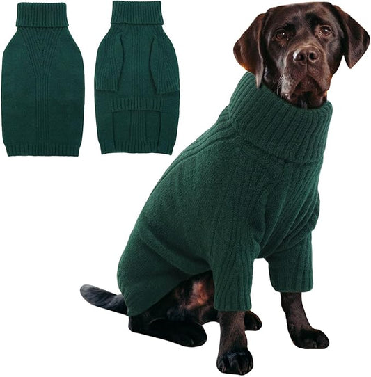 IECOii XL Dog Sweater,Winter Doggy Clothes for Large Dogs Girl Boy,Warm Pullover Xmas Dog Sweater Turtleneck,Lightweight & Good Stretch for Active Dogs Like Beagle,Border Collie (Green,XLarge)