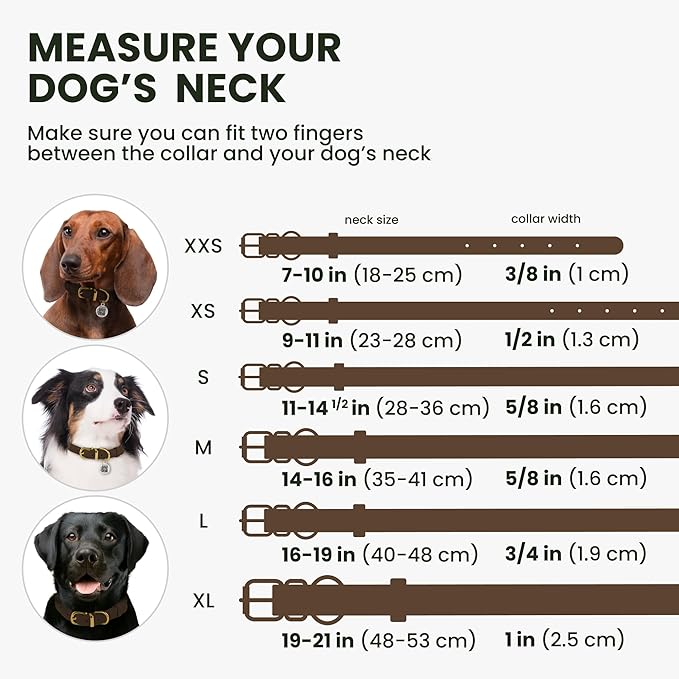 BronzeDog Rolled Leather Dog Collar with QR ID Tag, Adjustable Soft Round Collars for Small Medium Large Dogs Puppy (14" - 16" Neck Size, Brown)