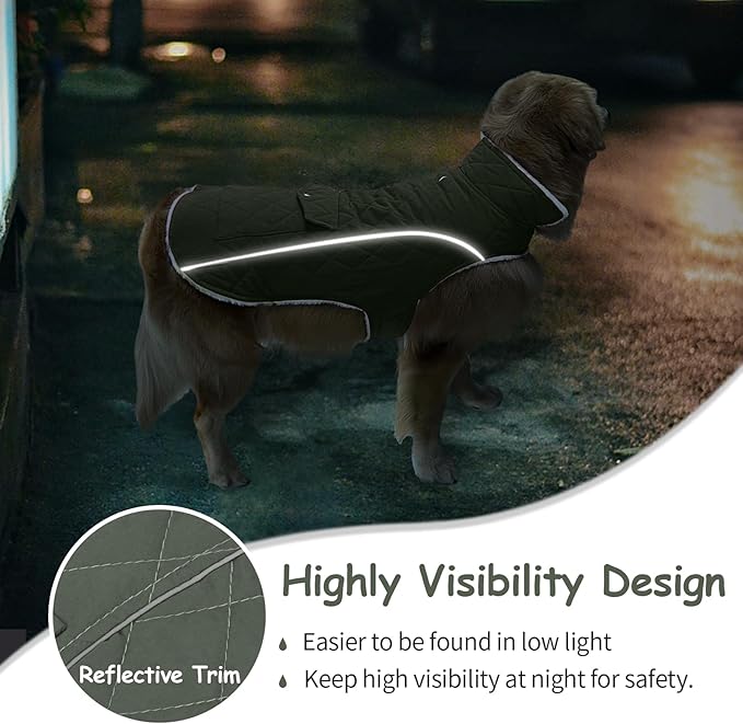 Malier Dog Winter Coat, Windproof Dog Cold Weather Coats with Real Pocket, Winter Extra Warm Pet Coat Fleece Jacket Reflective Clothes for Small Medium Large Dogs and Puppy (Green, XX-Large)