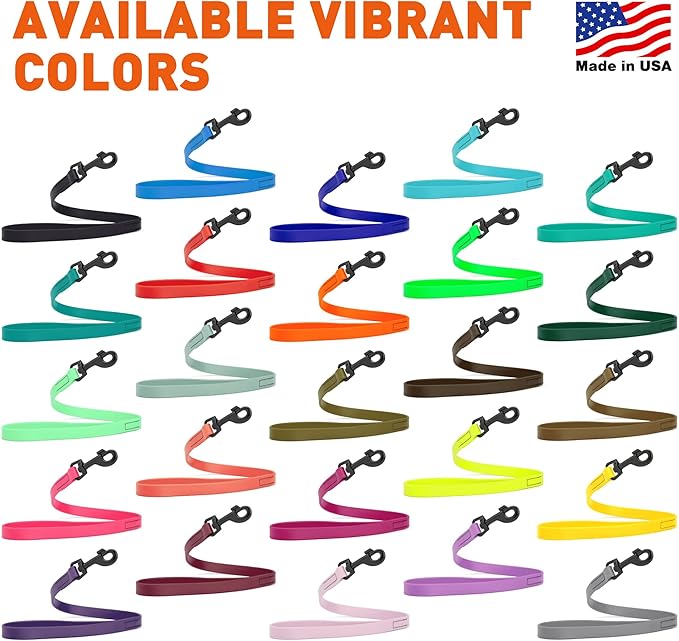 Dogline Biothane Waterproof Dog Leash Strong Coated Nylon Webbing with Black Hardware Odor-Proof Easy to Clean High Performance for Small or Large Dogs Made in USA 2 ft Lead, Hunter Green