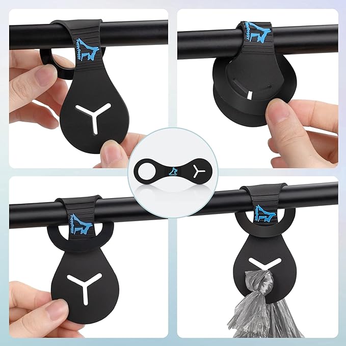 PuppyDoggy Dog Poop Bag Holder for Leash Waste Bag Carrier Dog Poop Bag Dispenser for Walking Running Bicycle Accessory 2 Pieces (Mixed Blue)
